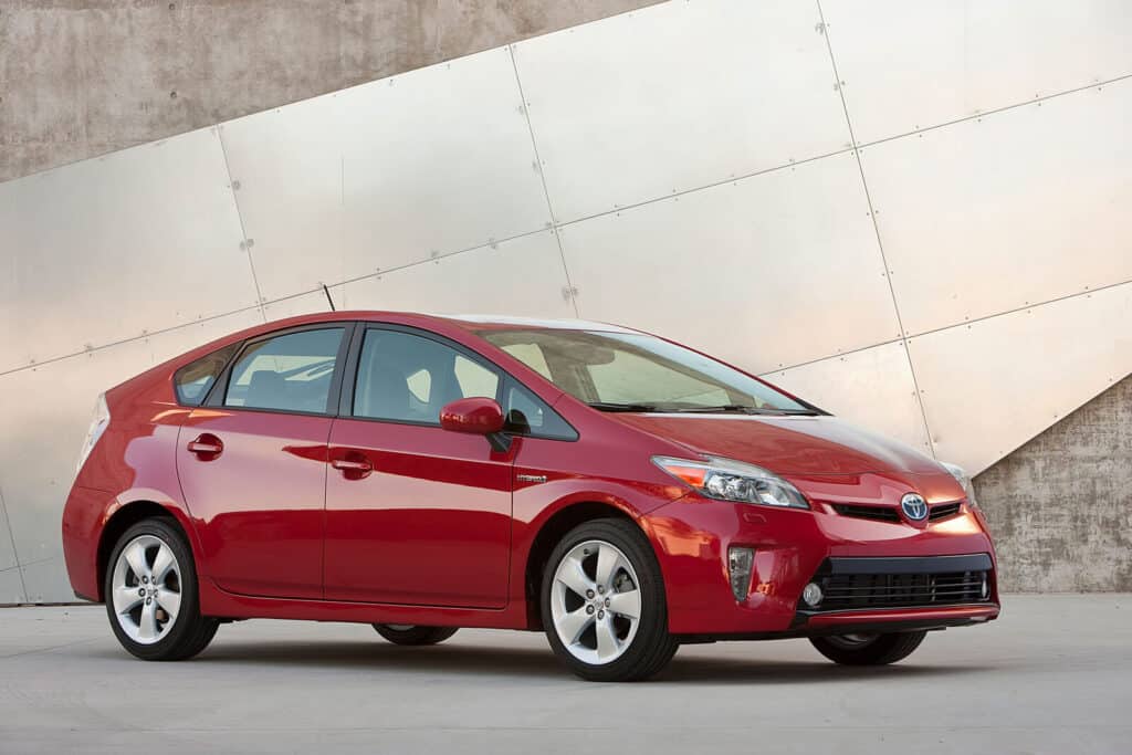 Image showcasing 2012-2015 Toyota Prius in red