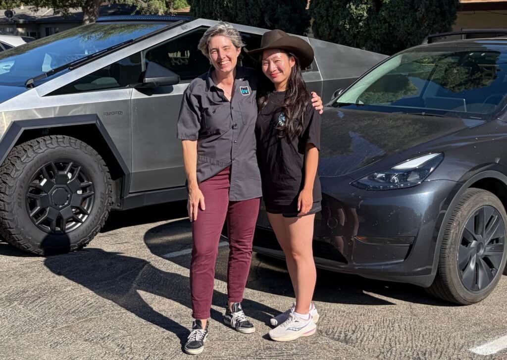 Carolyn and Grace at Connie and Dick's Service Center in Claremont